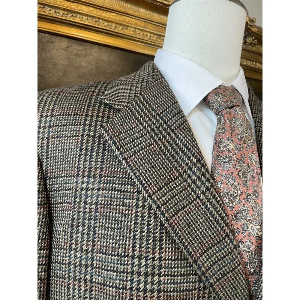VTG‎ Tommy Hilfiger 40R USA MADE Glen Plaid Wool Tweed 3Btn Blazer Jacket Coat